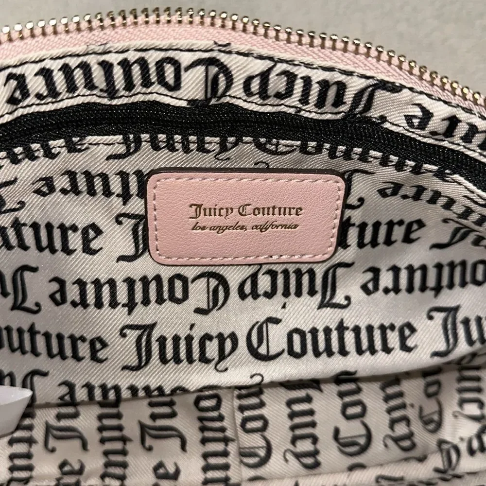 JC Tan Blush Pink White Tooled Logo Faux Leather Hobo Bag Purse